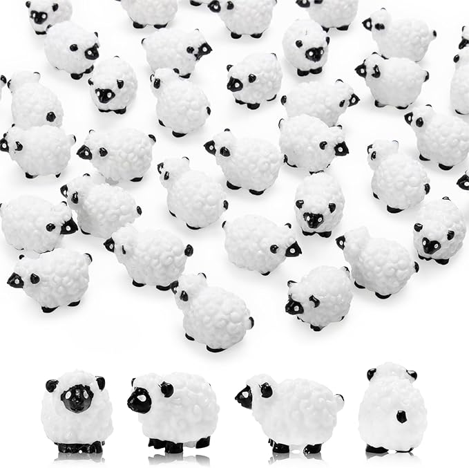 20 Pcs Mini Sheep Figurines Miniature Sheep Tiny Sheep Mini Plastic Sheep Mini Resin Figurine for Fairy Garden Micro Landscape Decor Cake Topper