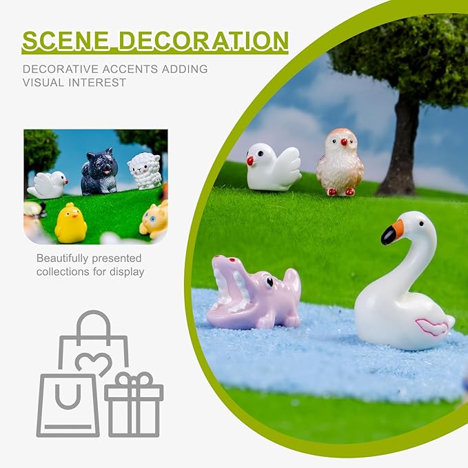 44 Pcs Mini Resin Animals 44 Styles Resin Animals Figurines Bulk for Fairy Garden Accessories, Dollhouse Decorations Slime Charms for Crafts DIY Miniature Scenes Birthday Party Favors