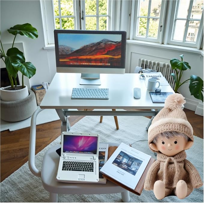 1:12 Scale Dollhouse Miniature Electronics Set - 4 Pcs Desktop Computer, Flip Laptop, Phone & Tablet for Dollhouse Display, Diorama Props and Collectibles