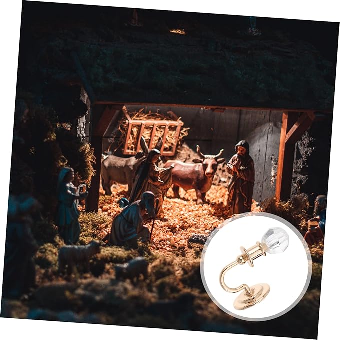 Ibasenice Dollhouse Wall Lamps 2pcs Vintage Metal Mini Wall Lights 1:12 Scale Girl Toys Crystal Diamond Hanging Lamps