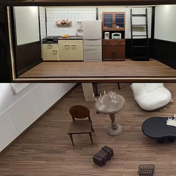 80PCS Miniature Dollhouse Wooden Flooring, Mini Floor Boards Dollhouse Floor Tiles Fit 1:12 1:6 Scale Dollhouse Furniture Wall and Floor Decoration (Black Walnut)