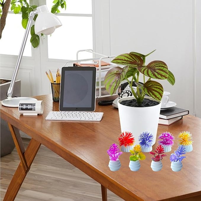 8 Pcs Miniature Potted Plants Set – 1:12 Scale Dollhouse Greenery Ornaments, Realistic Tiny Bonsai & Flower Pots for Fairy Garden, Terrarium, Desk Display, DIY Craft & Micro Landscape Decoration（ A ）