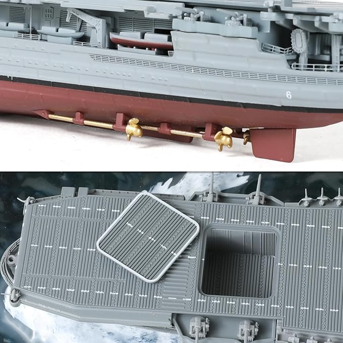 1/700 USS Enterprise CV-6 Aircraft Carrier ABS + Alloy Diecast Boat Model World War II Pacific War Aircraft Carrier Diecast Model with Display Stand and Dust Box Collection Gift for Adult