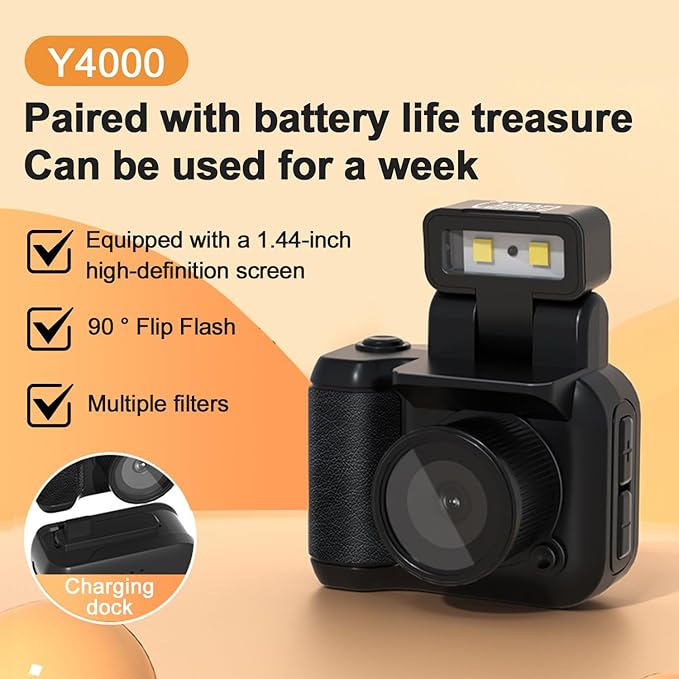 Gsnagole Retro Snap Camera，Mini Nostalgic Vintage View，Tiny Snaps，Keychain Digital Photo Camera，Llavero Mini CáMara Retro，1080p Hd with Led Flash Light (White 16G)