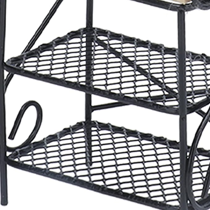 1:12 Miniature Storage Display, Miniature Furniture Wooden Storage Rack Mini Doll Bread Rack Dollhouse Kitchen Furniture Accessories (Black)