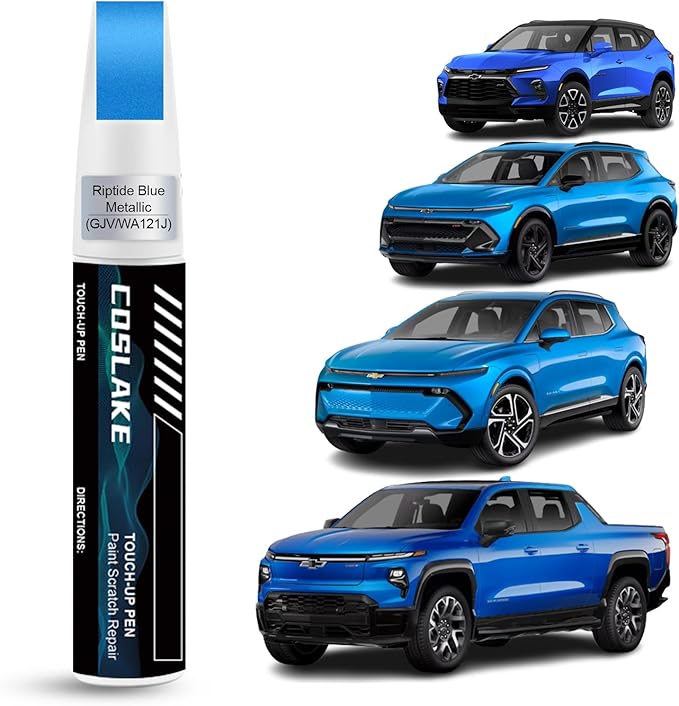 Car Touch Up Paint(Riptide Blue Metallic(GJV/WA121J)) for Chevrolet, Car Paint Scratch Repair Kit, Quick & Easy Solution to Repair, 2 in 1 Scratch Remover Pen with Color-Matched