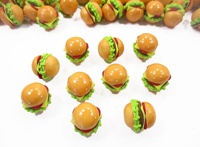 Dollhouse Miniatures Food Lot 10 Hamburger Cheese Burger Bakery Supply 13726