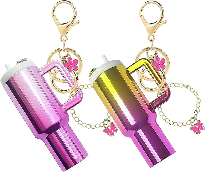 ERTUNA Mini Tumbler Keychain Accessories for Stanley Cup, 2 Way Cute Charms Chapstick Lip Balm Holder for Women Purse Handbag