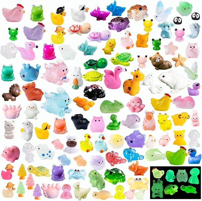 135 Pcs Mini Resin Animals Tiny Resin Animal Miniature Animals Figurines Small Little Animal Figures Bulk for Fairy Garden Micro Landscape Accessories Dollhouse Hide Crafts Décor
