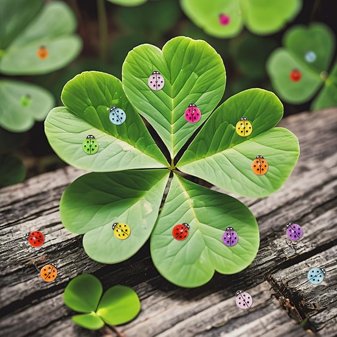 100 Pieces Colorful Mini Ladybug Decor for Crafts Dollhouse Miniature Things Tiny Ladybugs for Fairy Garden Dollhouse Micro Landscaping Decoration