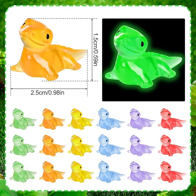ZhouBoat 120Pcs Mini Glow Lizard Miniature Statue, Luminous Mini Resin Lizard Figure Cute Tiny Lizards Animal Miniature for DIY Garden Moss Landscape Crafts Ornaments