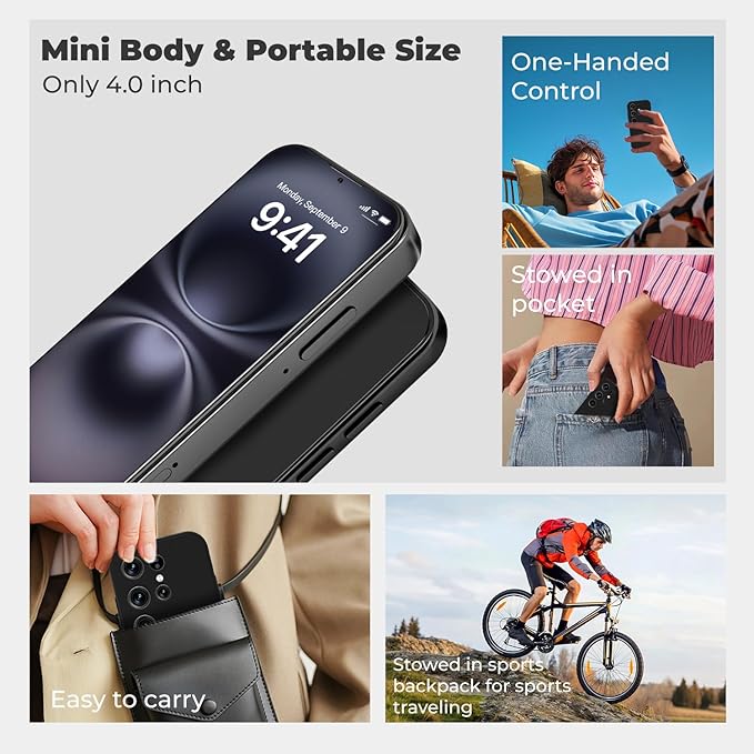Mini Phone Unlocked Android Phone 4.0" HD Touch Screen Mini Smartphone Kids Smart Phone Dual SIM Quad Core Face ID Small Phone for Students & Children Pocket 3G RAM+ 64GB (Black, 4.0)