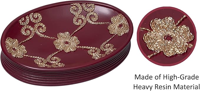 Zahari Home 4pc Elegant Rose Burgundy Bathroom Set Classic Bathroom Lotion Dispenser, Tumbler, Toothbrush Case and Bar Soap Holder Modern Uunique Design Burgundy Red Bathroom Accessories