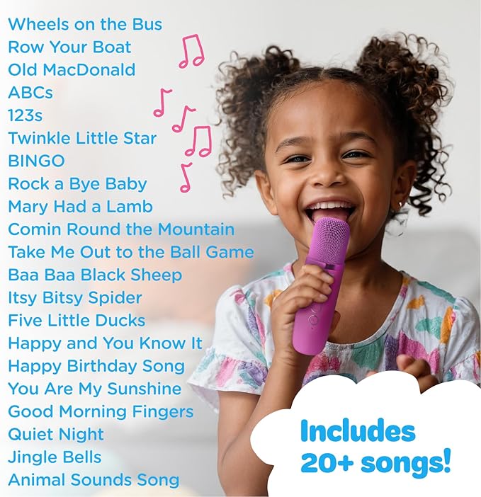 Move2Play, Mini Karaoke Machine for Kids | Built-in 20+ Songs | Bluetooth Speaker with Microphones | Voice Effects | Toddler Music Toy | Christmas Stocking Stuffer | Girls & Boys Age 2, 3, 4, 5, 6+
