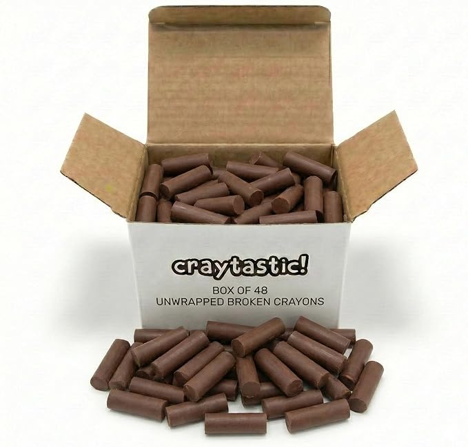 Craytastic! Bulk Unwrapped Crayons Pieces (Brown) - Box of 144 Pieces = 48 Full Size for Crafting, Parties, Kids - Broken Crayons, Paperless - Safety Tested Compliant with ASTM D-4236