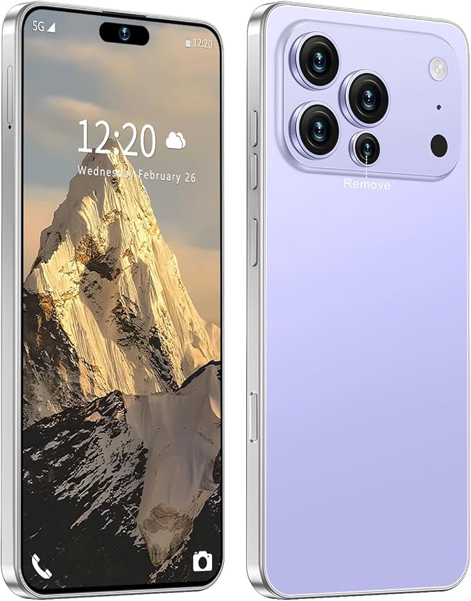 Huness I17PROMAX Smartphone Unlocked Cell Phone,6.99" HD Screen Unlocked Phone,16+512GB Android 15 Battery 7000mAh,Face ID/Dual SIM/5G/Fingerprint Button Unlock/Photos/GPS (Purple, 16+512G)
