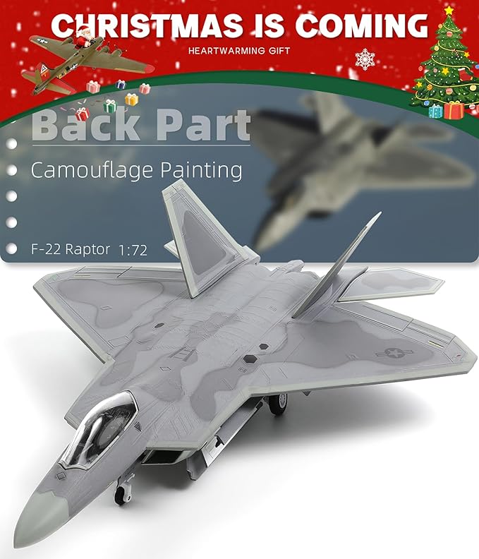 1/72 F-22 Raptor Model Diecast Airplane Fighter Model for Collections and Gift (TY 325 FW)