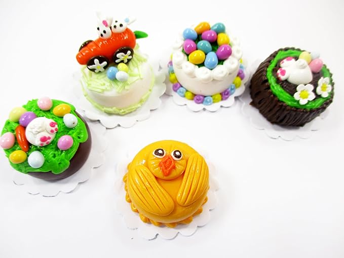Dollhouse 5 Tiny Easter Cake 1:12 Miniature Decoration Bakery Cake Supply 16921