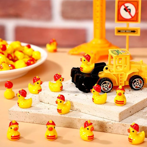 100 Pcs Themed Ducks Resin Ducks Resin Party Decorations for Crafts Making DIY Miniature Landscape Micro Decor Gifts (Firefighter)