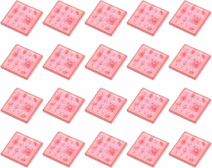 Dollhouse Miniature Food, Cute Cherry Blossoms Cookies Figures Toys Mini Resin Foods Trinkets for Pretend Play Kitchen Cooking Game & Doll House Decor (Pink, 20pcs)