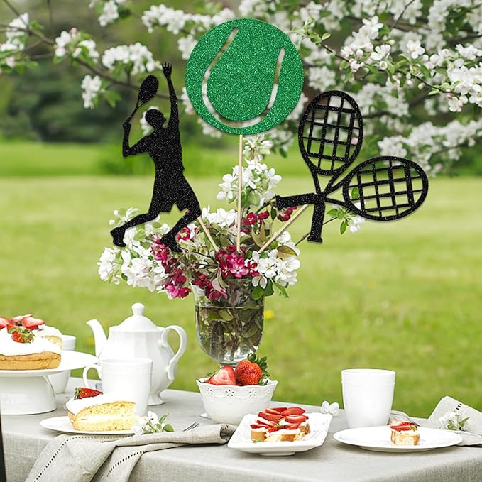 Sports Tennis Centerpiece Sticks,Tennis Birthday Party Decorations,Sports Theme Birthday Baby Shower Party Supplies,Ball Party Decoration for Kids 12 Pcs