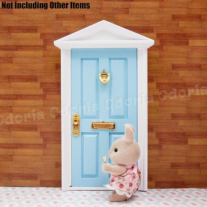 Odoria 1/12 Miniature Door Dollhouse Furniture Accessories, Blue