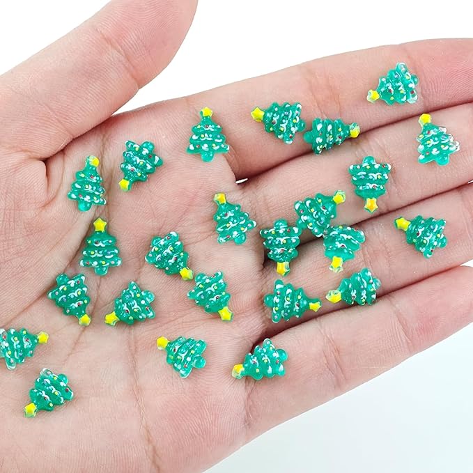 200 Pieces Tiny Christmas Tree Decor for Dollhouse Mini Resin Decor for Crafts Tiny Things for Fairy Garden Micro Landscaping Decoration