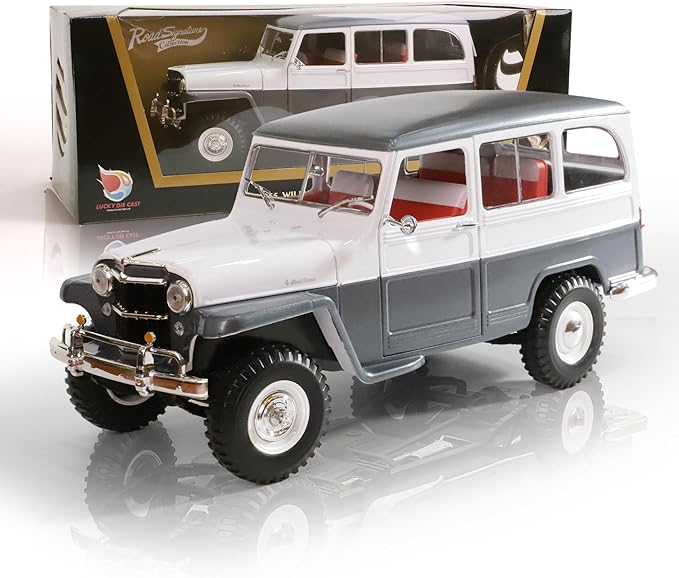 1955 Willys Jeep 1/18 Scale Die-Cast Metal Model Alloy Toy Cars with Display Case, with Opening Doors, for Kids Men and Teens Dad 14+ Year