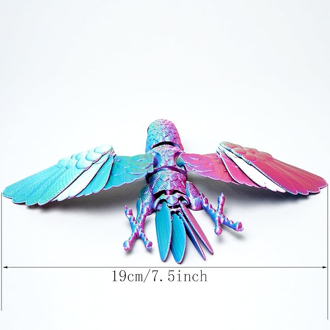 3D Printed Flexible Parrot Model,Bird with Wing,Movable Joints,Home Office Decor,Interesting Toys for Autism/ADHD,Festival Gifts toco,Fidget Toys, Executive Desk Animals Toy (Colorful 2)