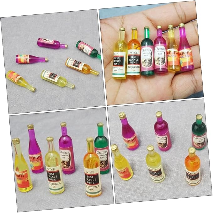 QUMIIRITY 18pcs Miniature Dollhouse Wine Bottles Mixed Styles Ornaments for Home Decoration Accessories for Dollhouse Enthusiasts and Collectors
