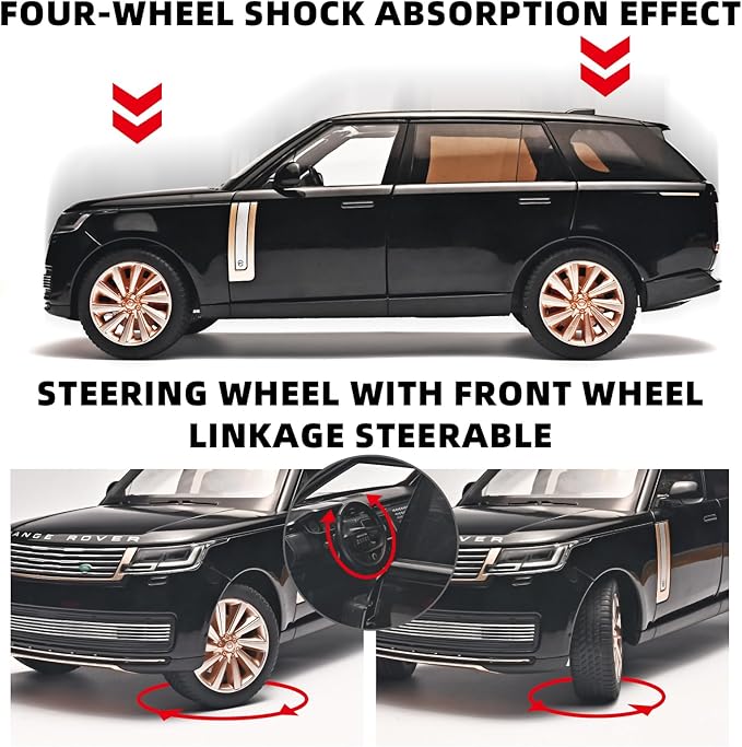 Car Toys for Boys 1/18 Diecast Cars Compatible with Land Rover Range Rover Model Car Kits Collection,Metal Off-Road SUV Toy Car with Light and Sound,Cars for Kids Ages 3-5（Black）