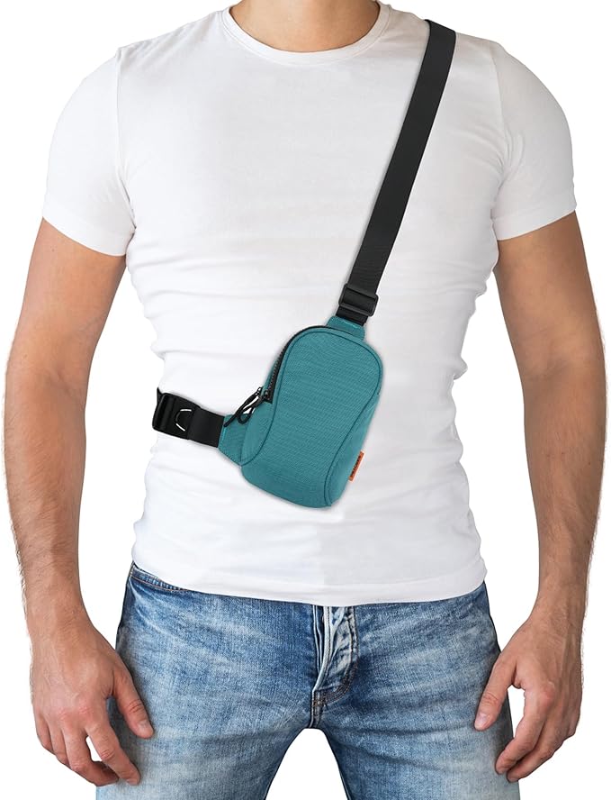 Peicees Sportswear Essentials Small Crossbody Bag for Men Women Mini Sling Bag Travel Running Phone Daypack Cross Body Shoulder Bags, Turquoise