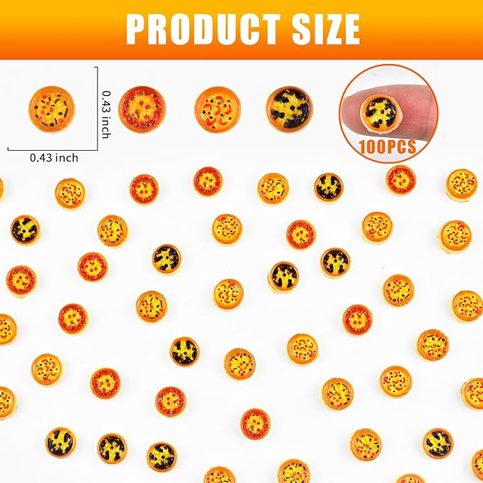 100 Pieces Tiny Pizza for Dollhouse Miniatures Resin Food for Crafts Mini Pizza for Dollhouse Mini Kitchen Micro Landscaping Decoration