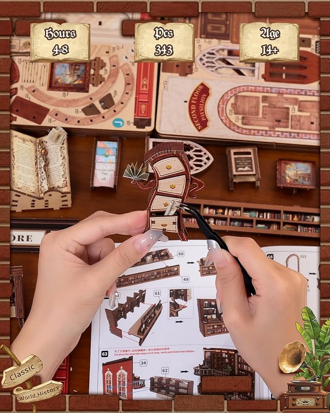 CUTEBEE Book Nook Kit - DIY Miniature House Dollhouse Kit for Adults and Teens, Booknook Tiny House Bookshelf 3D Wooden Puzzle, Gifts for Family (Thames Bookstore)
