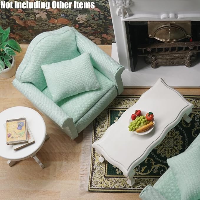 Odoria Dollhouse Armchair Sofa Miniature - 1/12 Scale Accent Chair for Modern Living Room Bedroom - Mini Club Lounge Chair Wood Furniture Upholstered Green