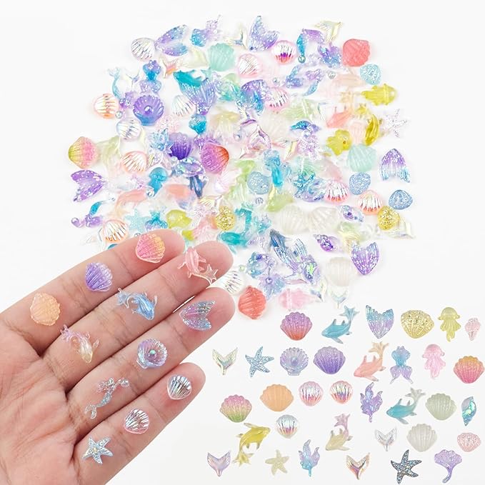 200 Pieces Colorful Tiny Sea Animals Decor for Crafts Dollhouse Miniatures Resin Micro Ocean Decorations for Dollhouse Fairy Garden Micro Landscaping Decoration