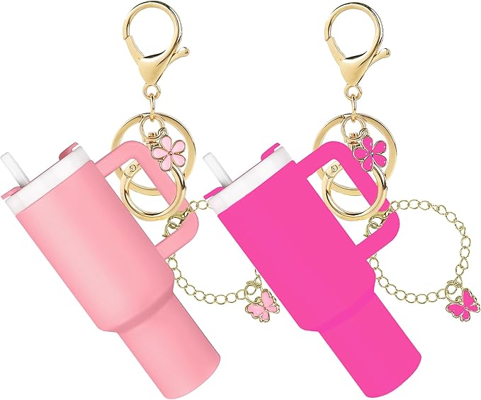 ERTUNA Mini Tumbler Keychain Accessories for Stanley Cup, 2 Way Cute Charms Chapstick Lip Balm Holder for Women Purse Handbag