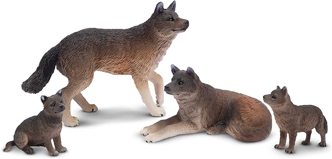 Toymany 8PCS Wolf Figures Forest Animals Toy Figurines - Realistic Jungle Zoo Animal Figurines，Educational Toy Cake Toppers Christmas Birthday Gift for Kids Boys Girls