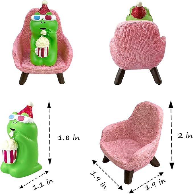 Cute Popcorn Miniature Frog Figurines - Funny Frog Sculpture for Shelf, Desk Decoration - Frog Desk Accessories for Frog Lovers (Pink)