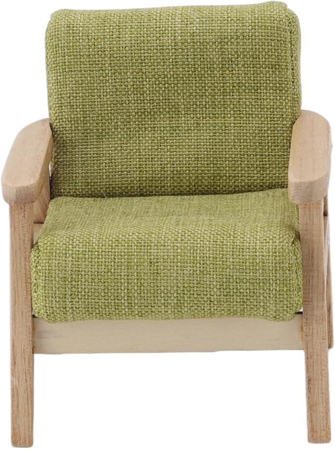 Dollhouse Furniture, Doll House Miniature Sofa Hand Painted Single Lifelike Modeling Decoration for 1 : 12 Doll House (Grass Green)