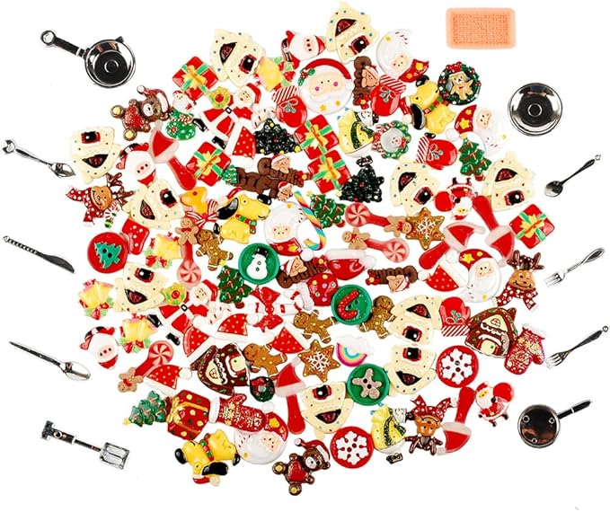 NWFashion 112PCS Miniature Decor Dessert Pastry Toy Food Cake Topper Scrapbooking Shoe Decoration Charms (Christmas)