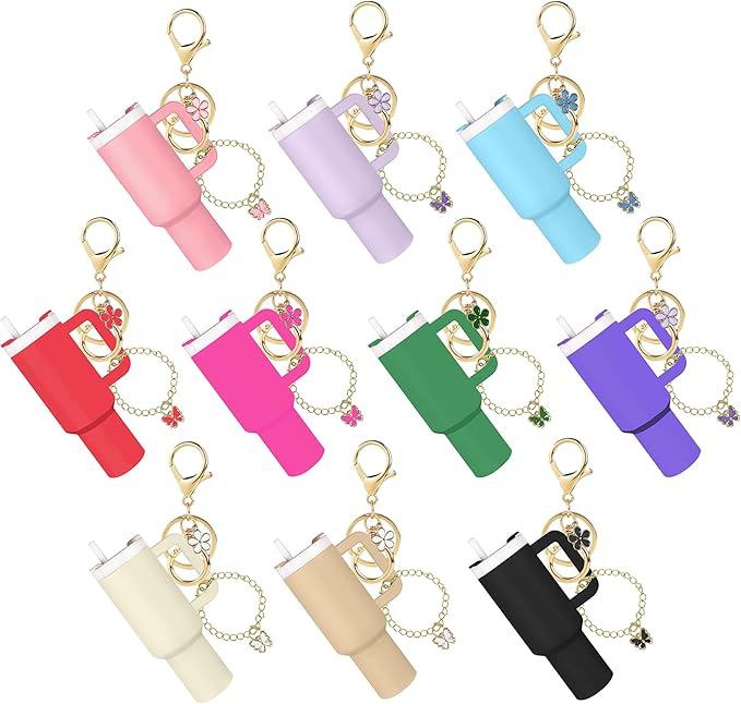 ERTUNA Mini Tumbler Keychain Accessories for Stanley Cup, 2 Way Cute Charms Chapstick Lip Balm Holder for Women Purse Handbag