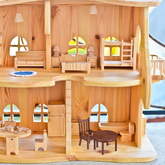 DOITOOL Mini Table and Chair Set Dollhouse Furniture 1.18 Inch Plastic Playhouse Accessory for Kids Creative Play and Decoration