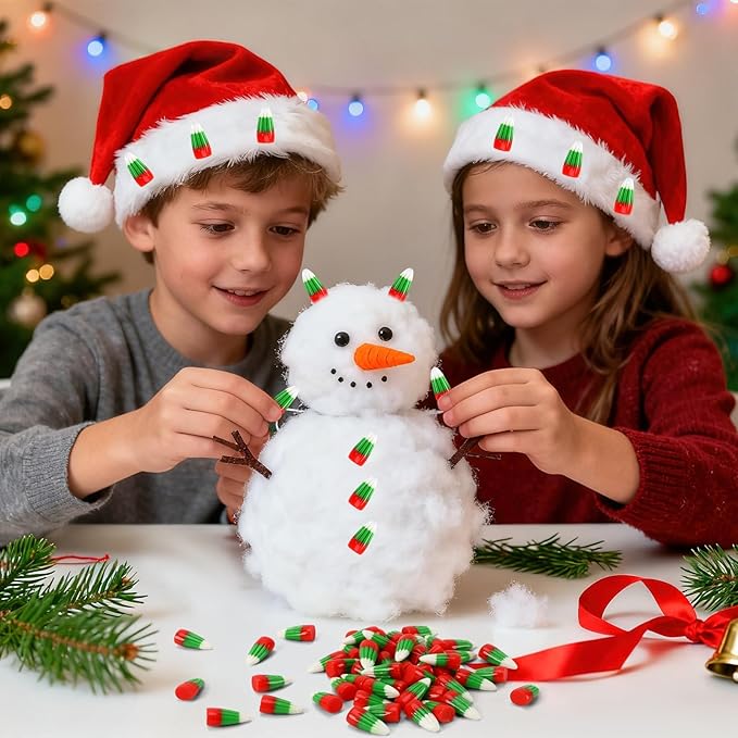 56 Pcs Fake Christmas Mini Resin Candy,Red Green Christmas Candy Corn Artificial Ornaments for Xmas DIY Crafts Party Figurines Garden Miniatures
