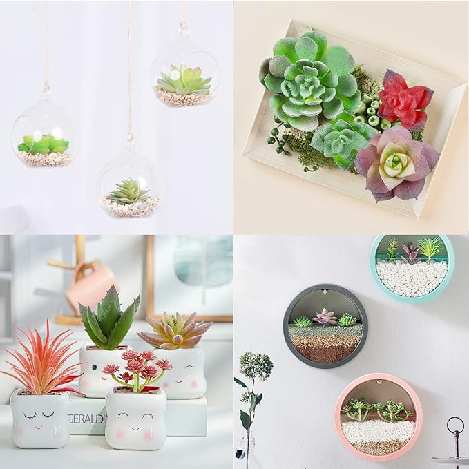 FOIMAS 18pcs Mini Artificial Succulent Plant,Flocked Faux Succulent for Floral Wall Garden Arrangement Home Office Decor,Unpotted