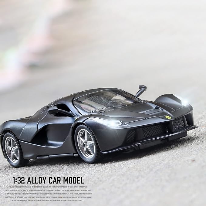 Alloy Collectible Black Race LaFer Pull Back Vehicles Diecast Cars Model with Lights and Sound