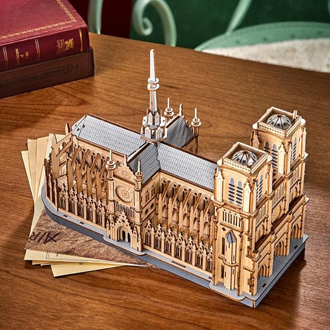 Rowood 3D Puzzles for Adults,Wooden Architecture DIY Model Kit Building Set for Adults, Notre-Dame de Paris Cathedral and Castle Collection,Birthday for Women Friends