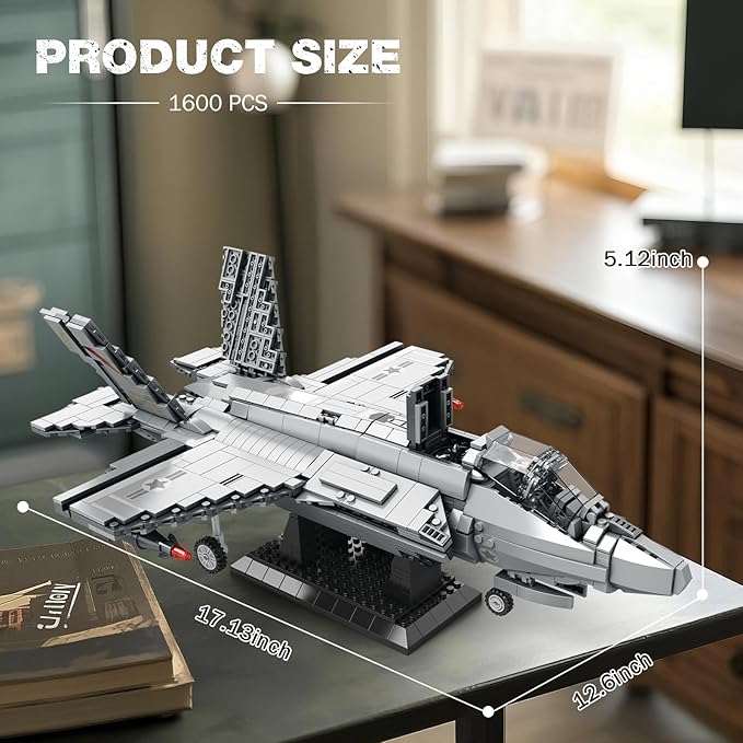 Reobrix Military Fighter Jet Building Set 33021, F-35 Lightning II Joint Strike Fighter Airplane Army Toy Sets, Plane Toys Model for Adult, Ideal Gifts for Men, Military Fans