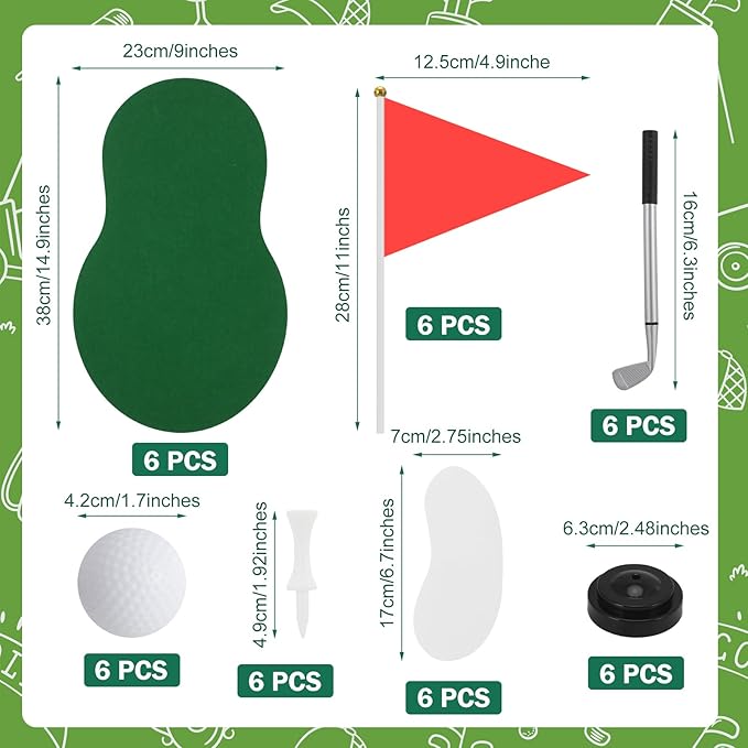 Medoore 6 Set Golf Party Table Decorations Golf Party Supplies Include Ball Sand Trap Red Flags Plastic Flag Stand for Ground Spikes for Golf Themed Christmas Birthday Party Decor