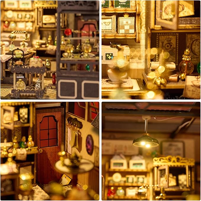 DIY Miniature House Kit, Dollhouse Kit with LED Light, Mini House Building Kits for for Adult to Building, Christmas Home Decorations Gifts for Family and Friends, Cakehouse